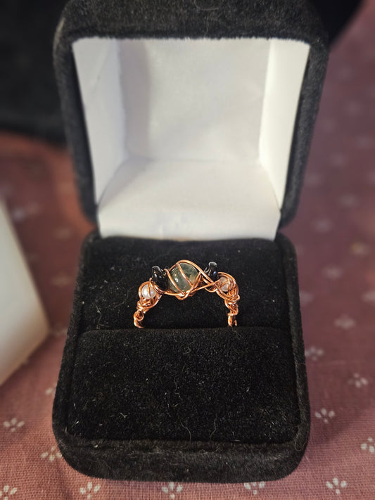 Rose Gold Moss Agate Ring